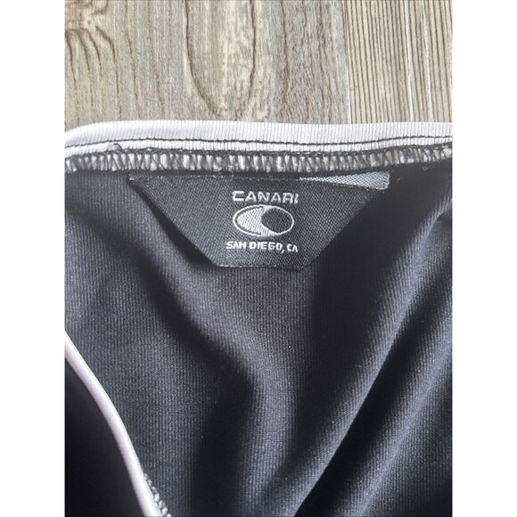 Canari Cycling Shirt Crew neck Unisex Front Zip Black And White Back Pockets ML - Picture 8 of 9